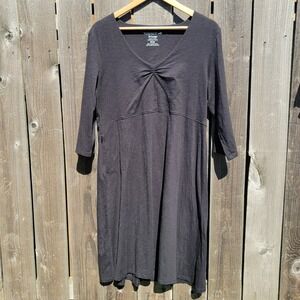 Toad&Co Rosalinda Dress Womens XL Black Organic Cotton Tencel 3/4 Sleeve V-Neck